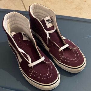 Vans Maroon High-Top Sneakers with White Accents never worn. Brand new